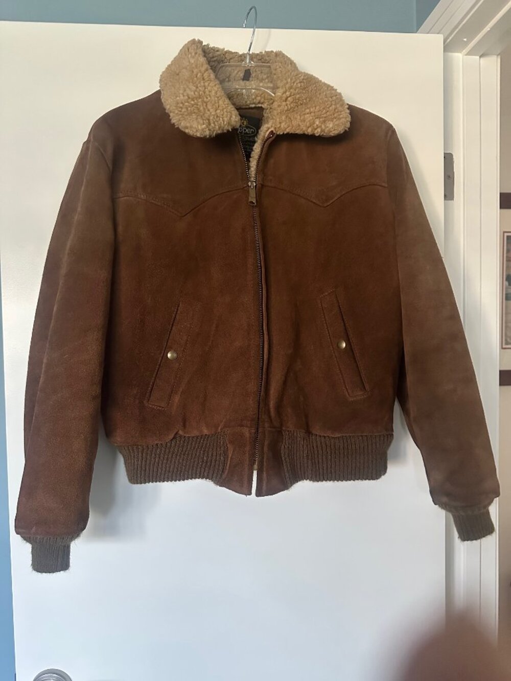 Vintage Cooper Suede Leather Bomber Jacket